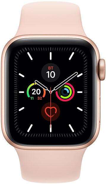 [не везде] Часы Apple Watch Series 5 40мм золотого цвета + спортивный ремешок розовый песок