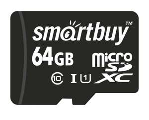 Карта памяти SmartBuy microSDXC Class 10 UHS-I U1 64GB