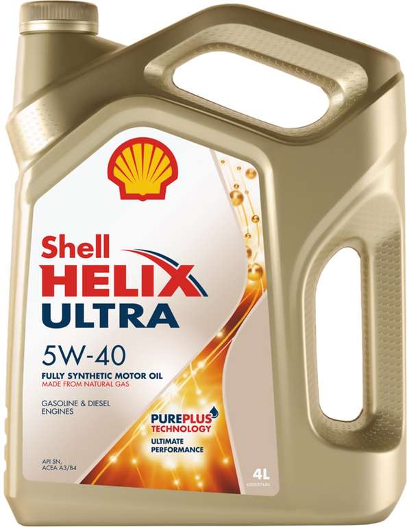 Масло моторное SHELL Helix Ultra 5W-40 синтетическое, 4л, Россия, 4 л