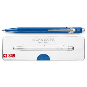 [не везде] Ручка шариковая Caran d'Ache Office Popline Metal-X Blue Metallic синие чернила подар.кор. Швейцария