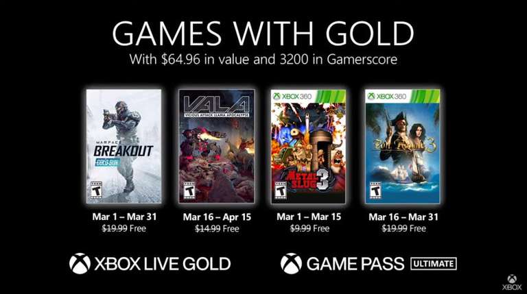 Бесплатные игры марта для подписчиков Xbox Live Gold