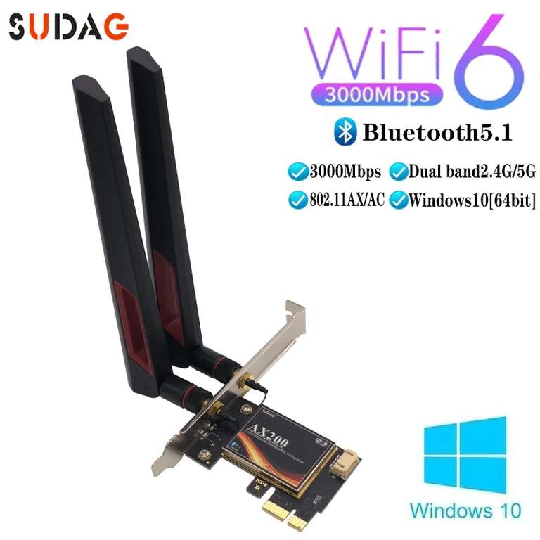 PCIe сетевая карта (Intel AX200) Wi-Fi 2,4G/5 ГГц + Bluetooth 5,1