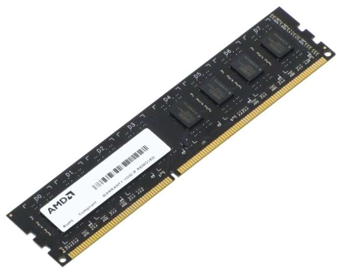 Оперативная память DDR3, 4 GB, 1600 MHz, CL 11, 1.5 В, AMD R534G1601U1S-UO