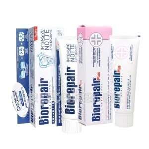 Набор зубных паст Biorepair: для использования перед сном + парадонтгель для защиты десен