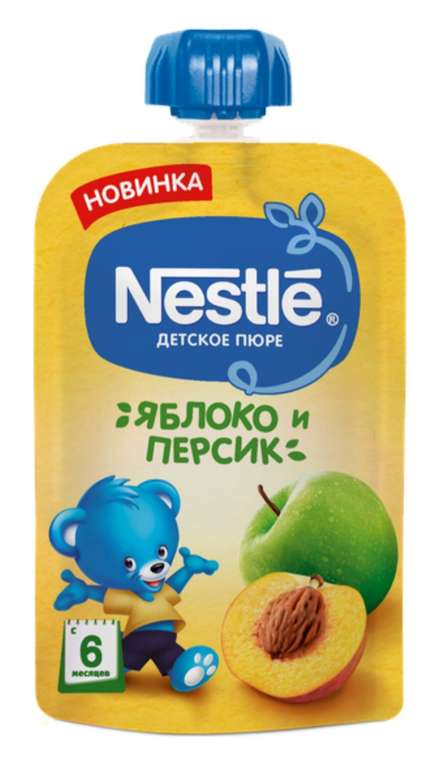Пюре Nestlé яблоко и персик, с 6 месяцев, 90 г, 1 шт.