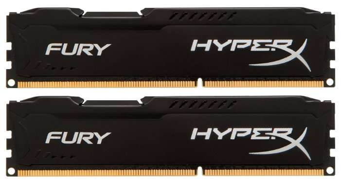 Оперативная память HyperX Fury DDR3 1600 (PC 12800) DIMM 240 pin, 8 GB 2 шт. 1.5 В В, CL 10, HX316C10FBK2/16