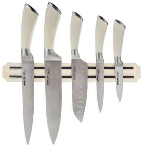 Набор ножей Agness 911-0. 5 ножей с держателем, пластиковые ручки, белый