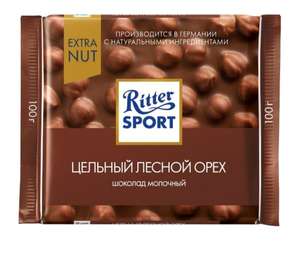 Шоколад Ritter Sport Extra Nut молочный цельный лесной орех, 30% какао, 100 г (цена при покупке 4 шт)