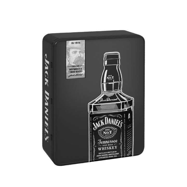 [МО] Виски JACK DANIEL'S Tennessee Whiskey зерновой, 40%, п/у с 2 стаканами, 0.7л, США, 0.7 L