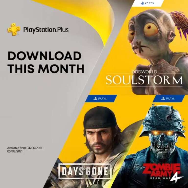PlayStation Plus - бесплатные игры апреля по подписке: Days Gone, Zombie Army 4 (PS4) & Oddworld Soulstorm (PS5)