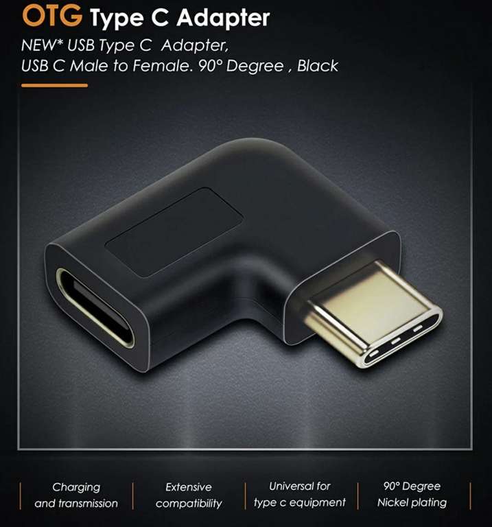 Type C адаптер 90° USB C M к USB C F
