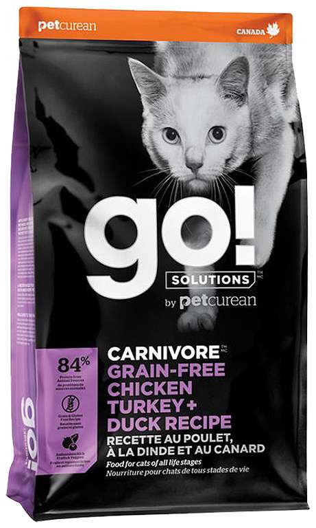 Сухой корм для кошек GO! Carnivore беззерновой, с курицей, с индейкой, с уткой 7.26 кг
