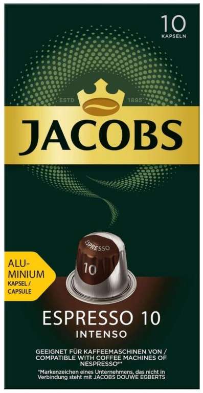 10 капсул Jacobs Espresso #10 Intenso (и другие вкусы) для кофемашин Nespresso