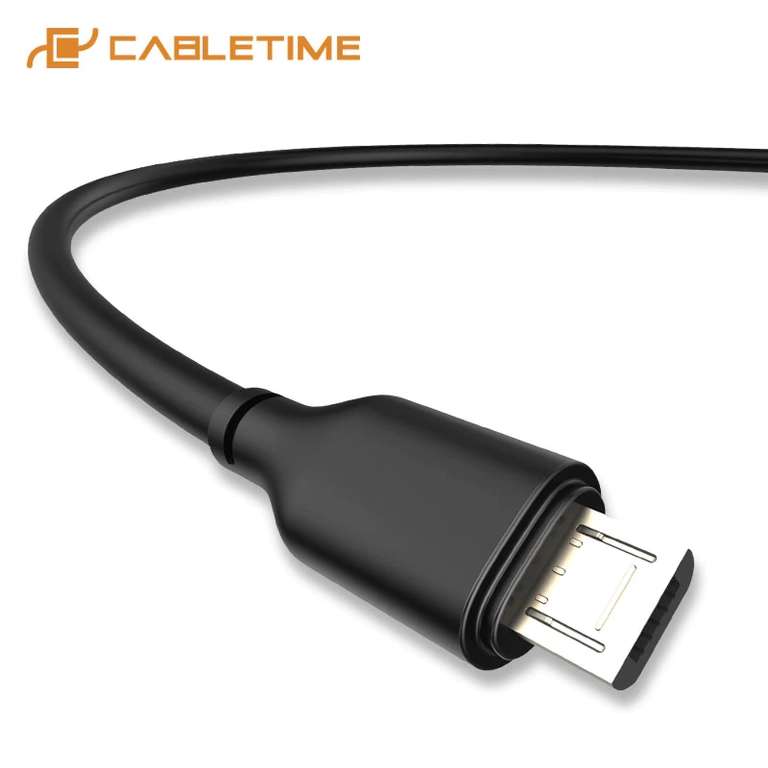 CABLETIME Кабель Micro USB 2.4A с быстрой зарядкой 25 см.