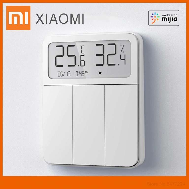 Умный настенный выключатель с индикатором температуры и влажности Xiaomi Mijia