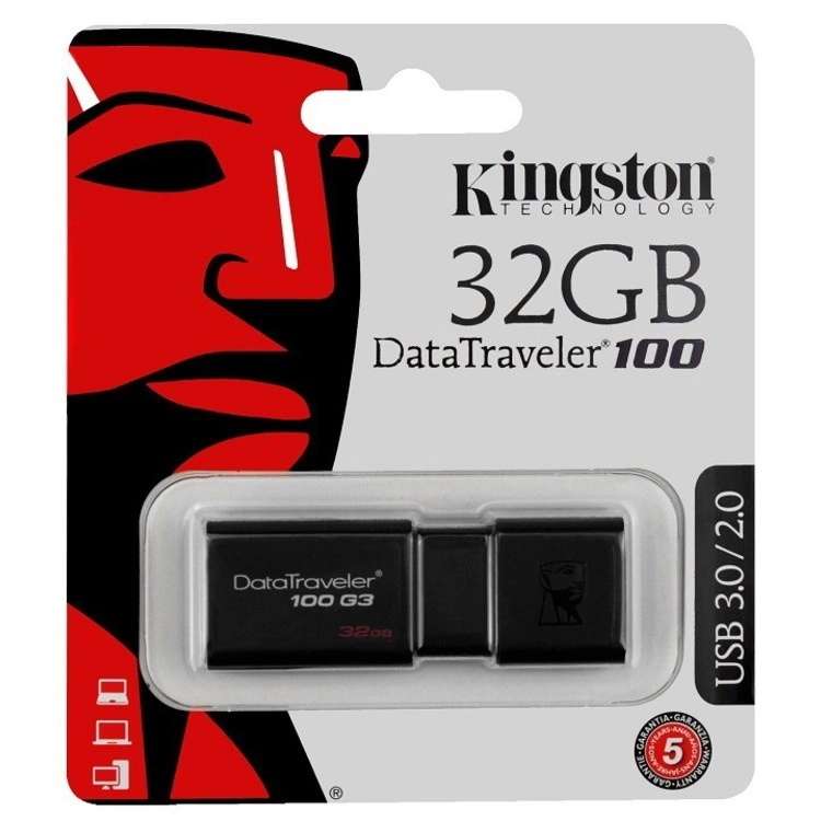 USB Флеш-накопитель Kingston DataTraveler 100 G3 32 ГБ, черный