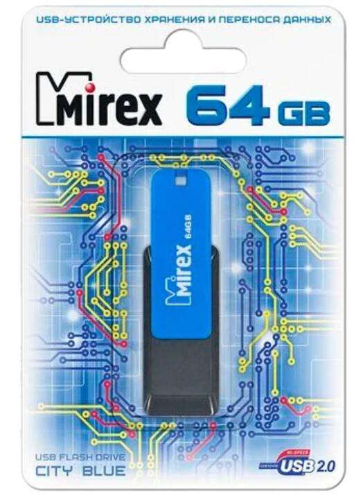 Флешка Mirex CITY 64GB, сине-черный