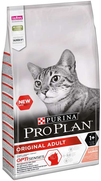 Подборка корма для кошек. Например, Pro Plan Original, профилактика зубного камня, с лососем 10 кг