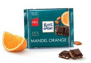 4 шоколадки Ritter Sport "Миндаль и апельсин" темный, 100 г (48₽ за 1 шт)