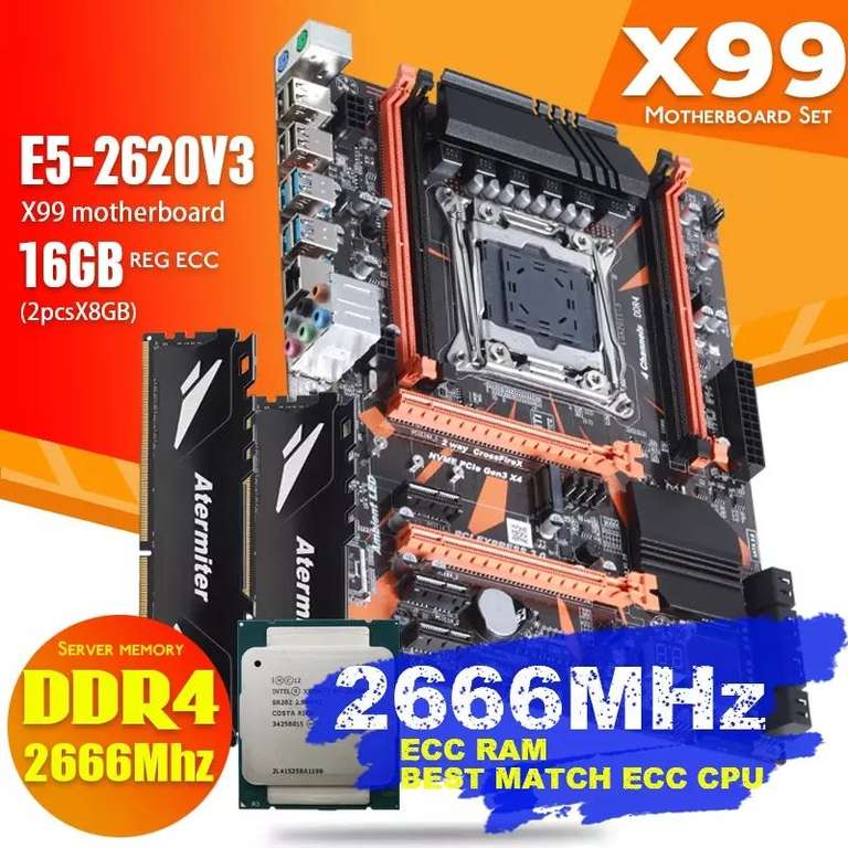 Набор из материнки Atermiter X99, процессора E5 2620 и 16Гб DDR4