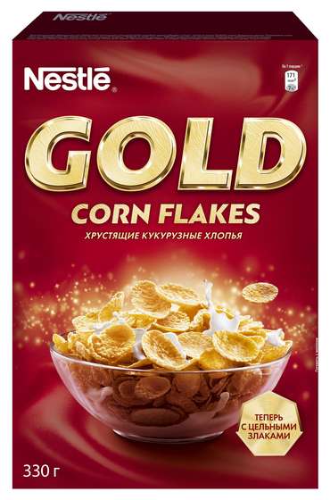 Готовый завтрак Nestle Gold Corn Flakes хлопья, коробка, 330 г