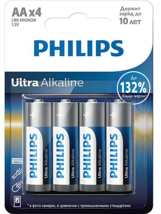 Батарейки Philips Ultra Alkaline LR6E4B/51 AA 4 шт.