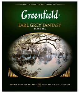 4 уп. черного чая Greenfield Earl Grey Fantasy в пакетиках, 100 шт. (по 174₽ пачка)