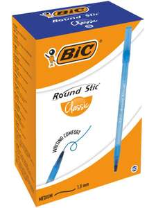 Упаковка из 60 ручек BIC Round Stic Classic (шариковые, синий цвет, среднее письмо 0.32 мм, голубой корпус) на Tmall