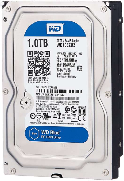 Жесткий диск 1Tb Western Digital WD10EZRZ 5400rmp + Seagate 7200 в описании