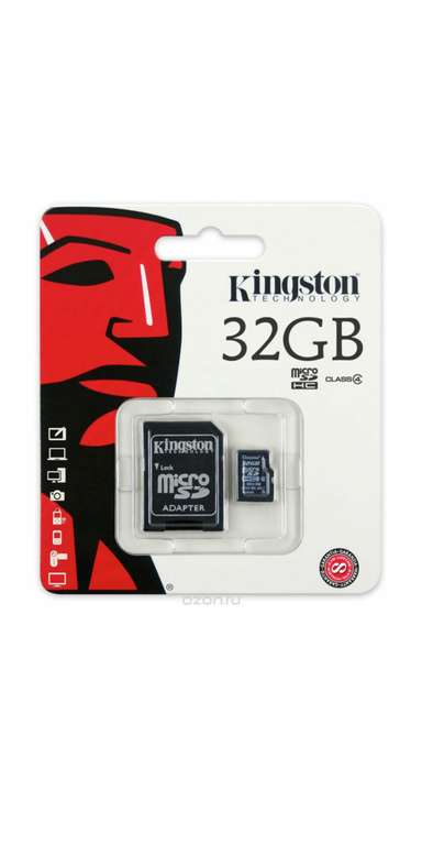 Kingston microSDHC Class 4 32gb карта памяти с адаптером