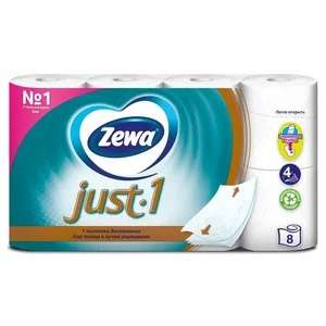 Туалетная бумага Zewa Just1 белая четырёхслойная 8 рул. (цена за 12 упаковок по 143₽ за 1 шт)