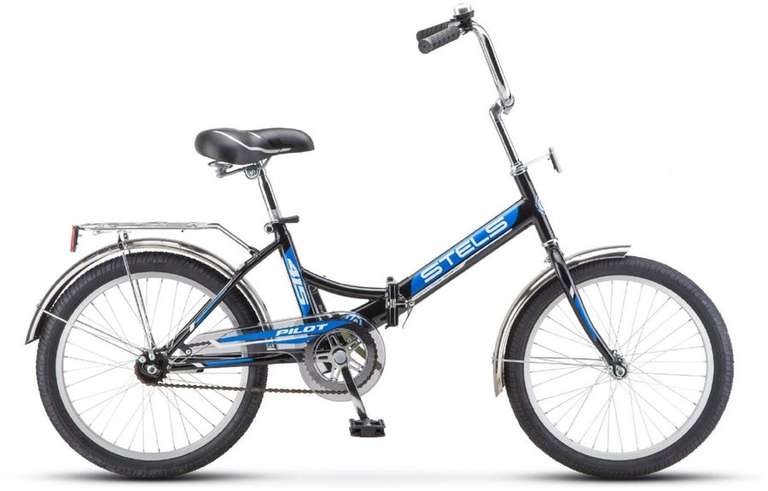 Велосипед Stels Pilot-415 20 (Z010) городской складной рам.:13.5" кол.:20" черный/синий 15.9кг