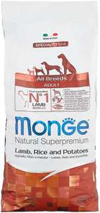 Сухой корм для собак Monge Speciality line, ягненок, с рисом, с картофелем 12 кг