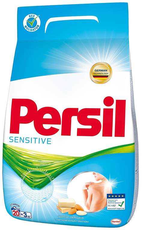 Стиральный порошок Persil Sensitive, пластиковый пакет, 3 кг * 4 шт