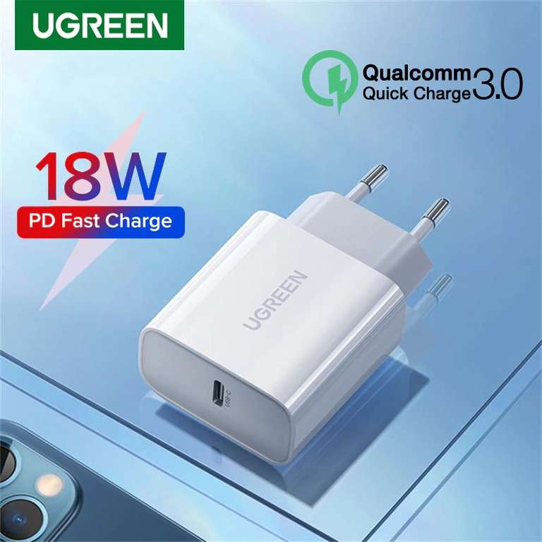 Быстрая зарядка Ugreen USB Type-C QC 3.0 18 Вт