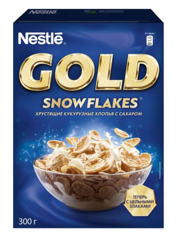 Готовый завтрак Nestle Gold Snow Flakes хлопья, коробка, 300 г 4 упаковки (82₽ за 1 шт.)