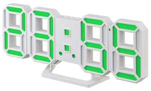 Часы-будильник Perfeo LED "LUMINOUS 2", белый корпус / зелёная подсветка