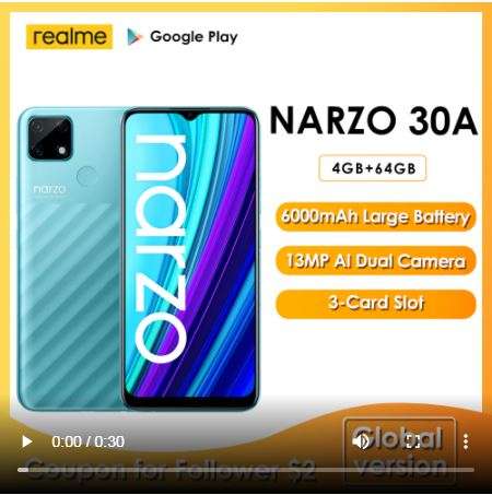 Смартфон Realme Narzo 30A 4/64, G85, 6.5", 6000 mAh