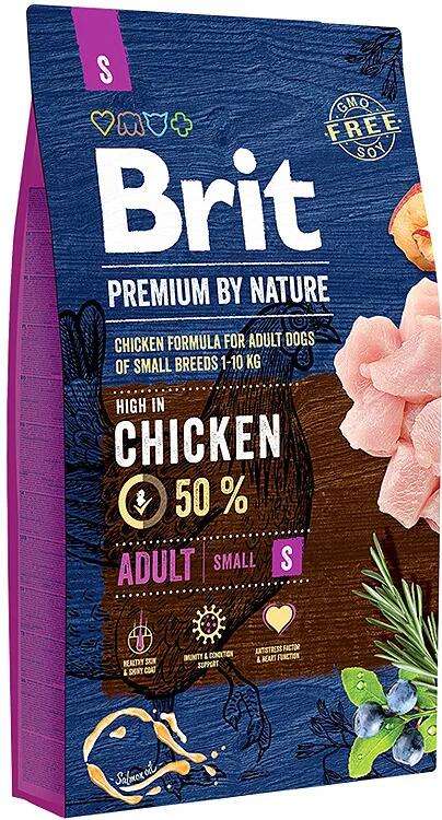 Корм Brit Premium by Nature Adult S для взрослых собак мелких пород, Курица, 8 кг. на Tmall