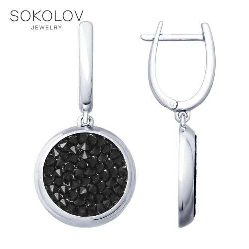 Серебряные серьги с чёрными кристаллами Swarovski SOKOLOV на Tmall + еще в описании