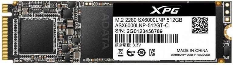 SSD накопитель A-DATA XPG SX6000 Lite ASX6000LNP-512GT-C 512ГБ