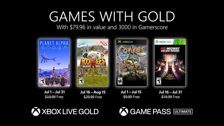 Бесплатные игры июля для подписчиков Xbox Live Gold
