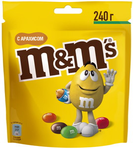 Драже M&M's Peanut в шоколадной глазури, с арахисом, 240 г и молочным шоколадом