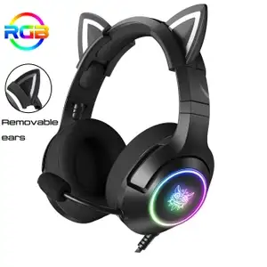 Игровые наушники K9 RGB с микрофоном c кошачьими ушками на оголовье