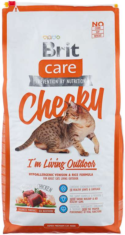 Сухой корм для кошек Brit Care Cheeky для живущих на улице, с олениной, с рисом 7 кг (2 упаковки)
