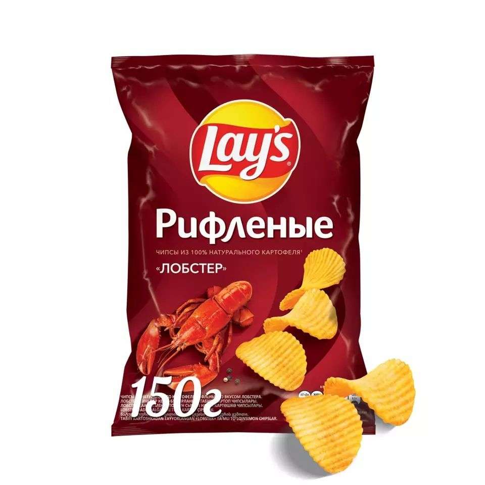 Чипсы LAY'S рифленые лобстер, 150 г цена за пачку получается 51р