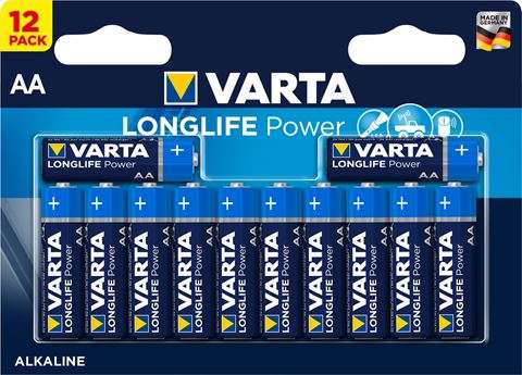 Батарейки Varta Longlife Power АА и ААА алкалиновые 12 штук