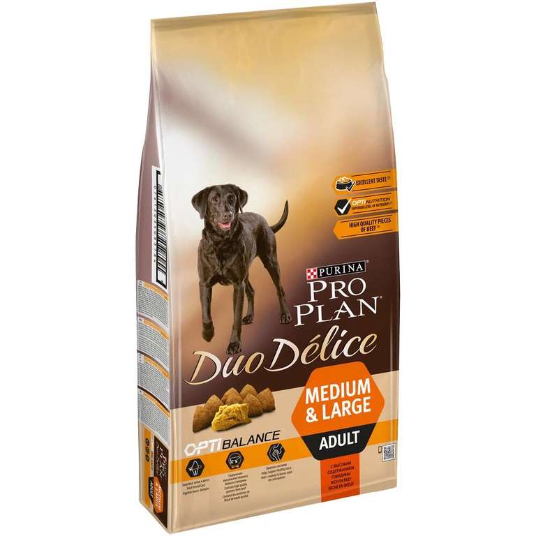 Сухой корм для собак Pro Plan Duo Delice, говядина 10 кг (для средних и крупных пород)