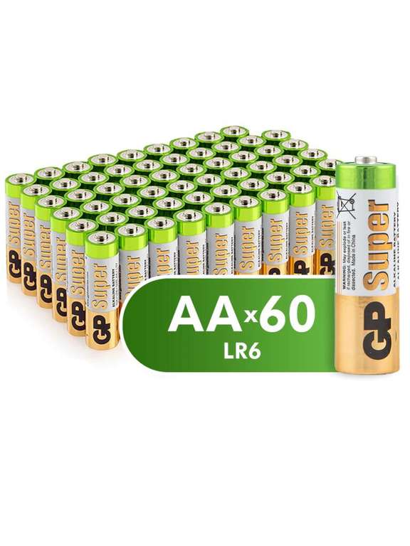 Батарейки пальчиковые (АА) GP Super Alkaline 60шт.