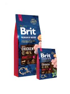 Корм Brit Premium для взрослых собак крупных пород 15 кг + промокоды на другие корма в описании